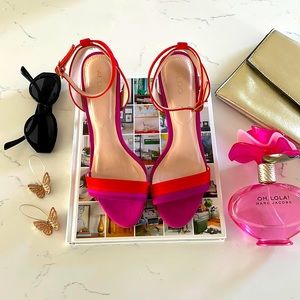 Aldo Multicolored Heel Red and Purple with Ankle Straps